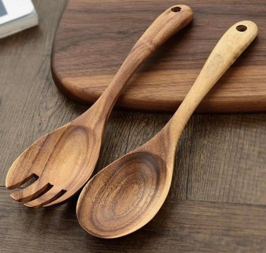 Handcrafted Wooden Spatula and Fork Set - Non-Stick Cooking & Serving Utensils